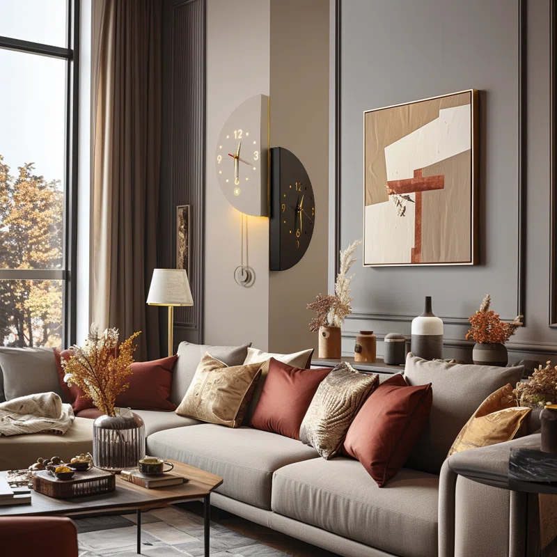 Double-sided Metal Wall Clock With LED Light - Image 4