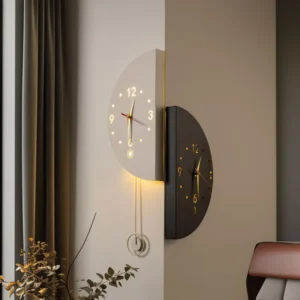Double-sided Metal Wall Clock With LED Light